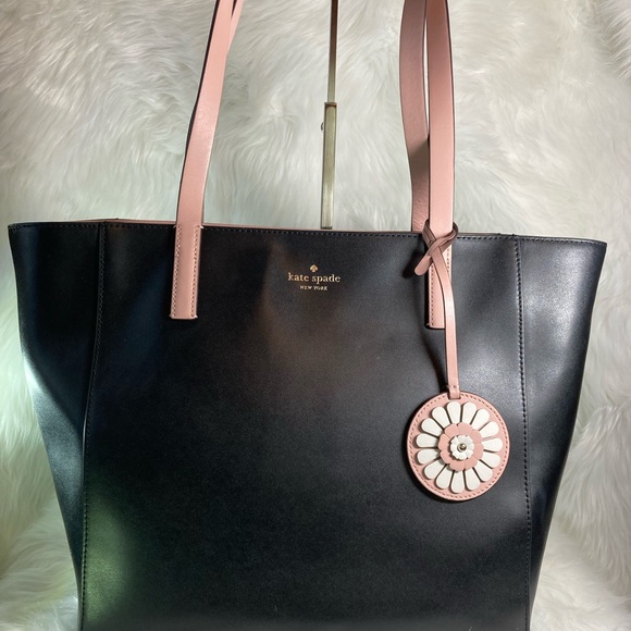 EUC 💕 Kate Spade New York Rosa Daisy Black and Pink Tote Bag - Picture 2 of 8